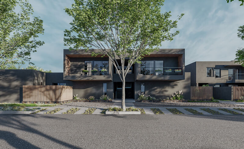 Render del frente de un edificio